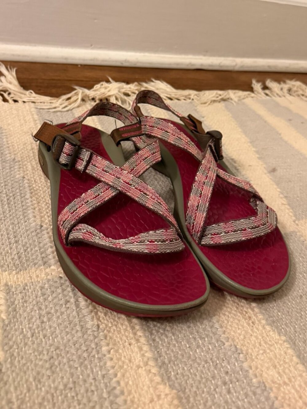 Pink and Brown single strap Chacos